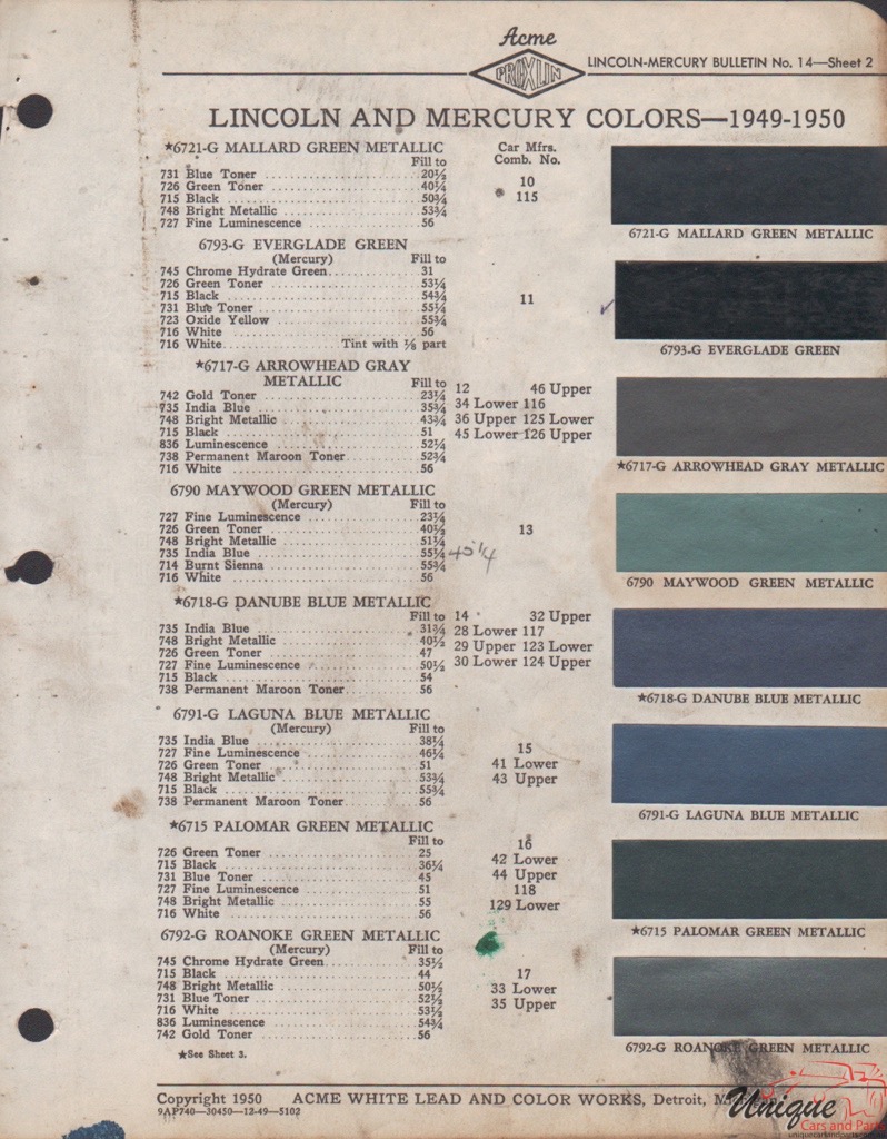 1950 Ford Paint Charts Acme 11